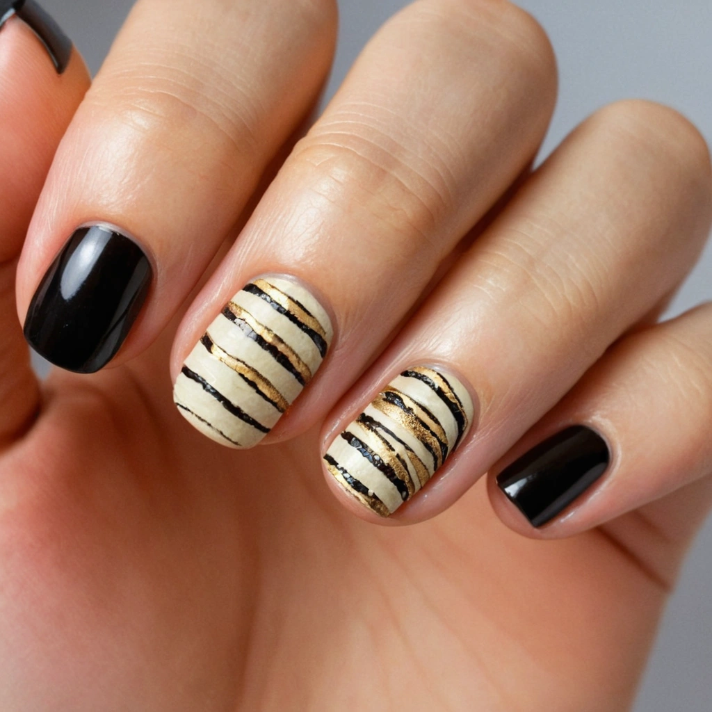 Channel the ancient Egyptian undead with mummy wrap nails, a fun and easy design for Halloween. Start with a pale beige or white base color to mimic the look of aged bandages. Once the base coat is dry, use a striping brush to paint crisscrossing lines in gray or light brown polish, creating the illusion of wrapped bandages. To make your mummy nails come alive, add small black dots for eyes peeking out from between the bandages on a couple of accent nails. If you want to take it a step further, you can use a glow-in-the-dark topcoat to make the eyes glow, giving your mummies an extra spooky element in the dark. This design is cute yet creepy, perfect for those who want a Halloween nail art look that’s easy to achieve but still stands out.