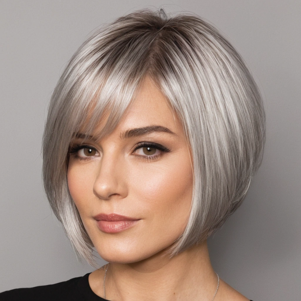 Silver Bob with Wispy Layers