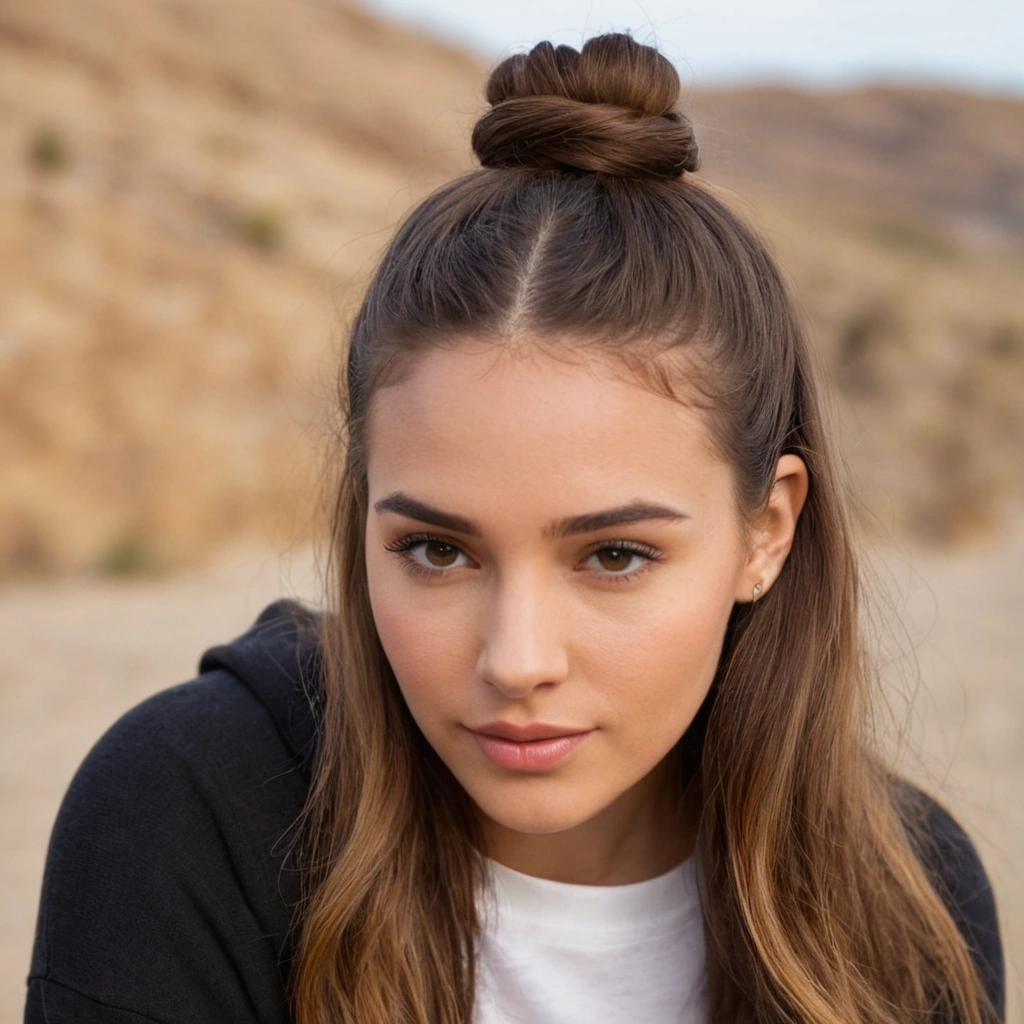 Loose Half-Up Bun with a Hoodie