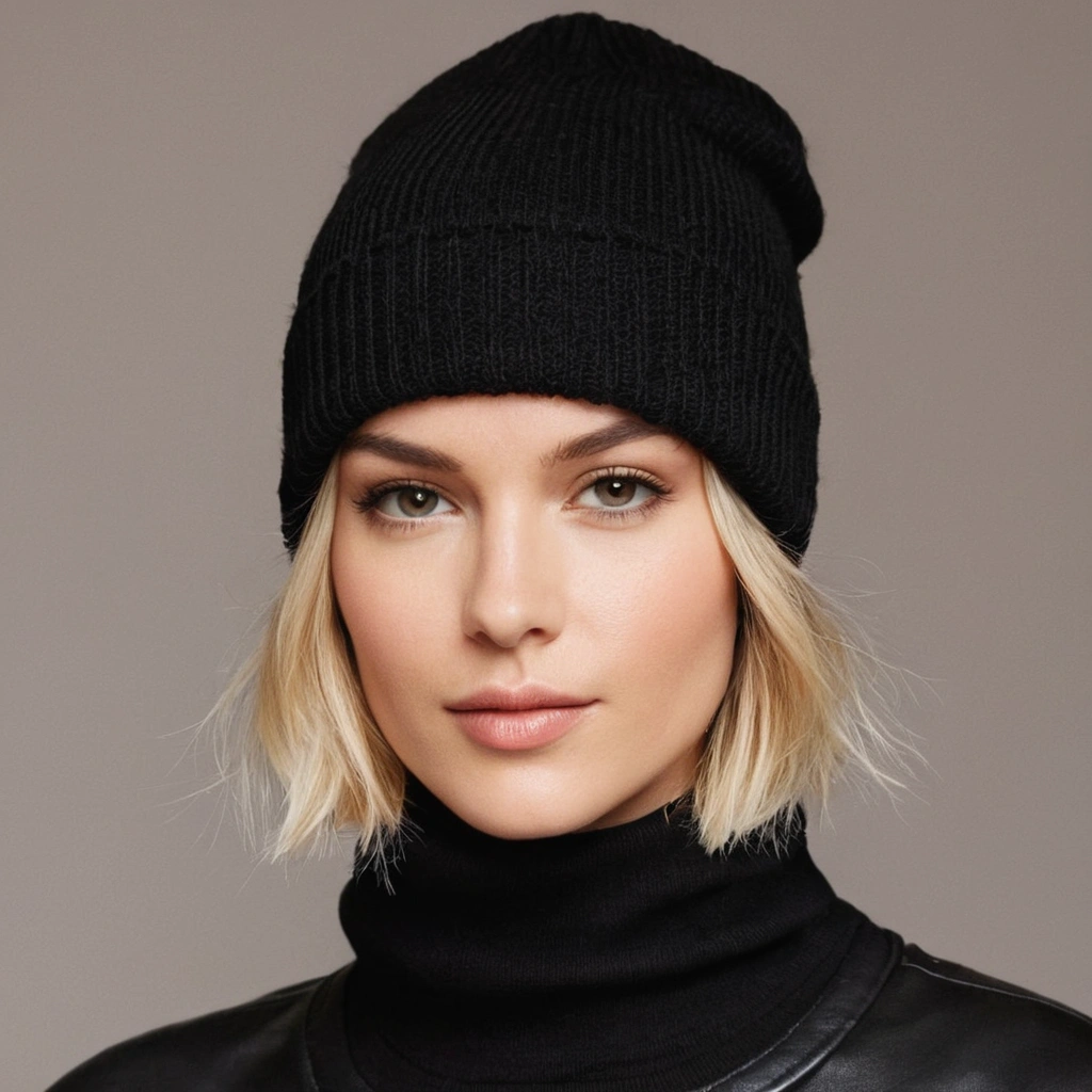 Short, Tousled Layers with a Beanie