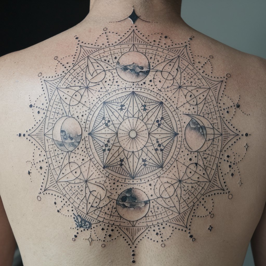 Celestial Mandala with Stars and Moons