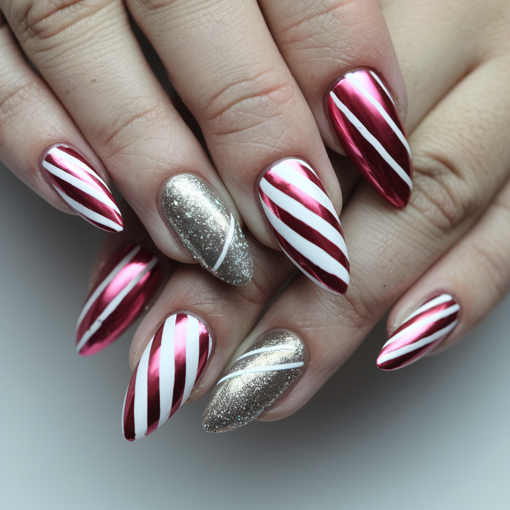 Candy Cane Stripes with Metallic Red