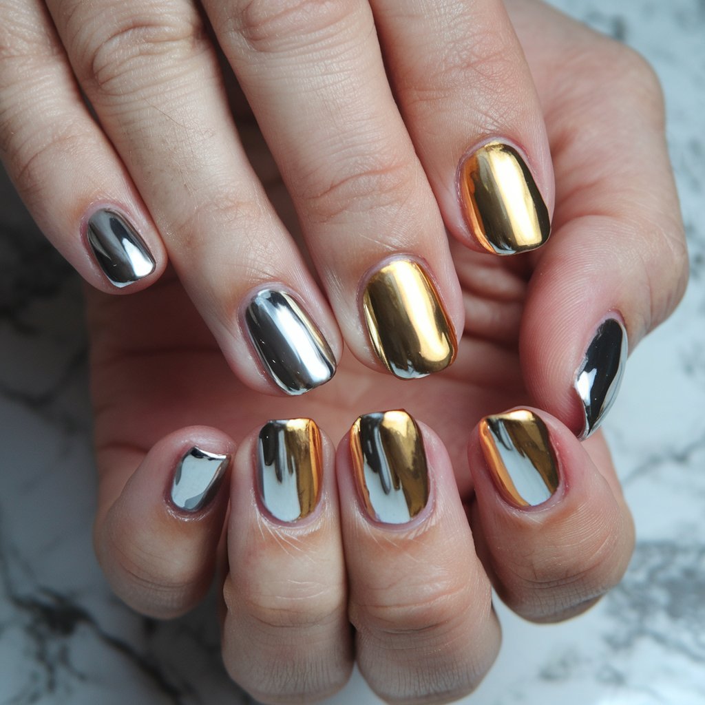 Dual-Tone Chrome Nails