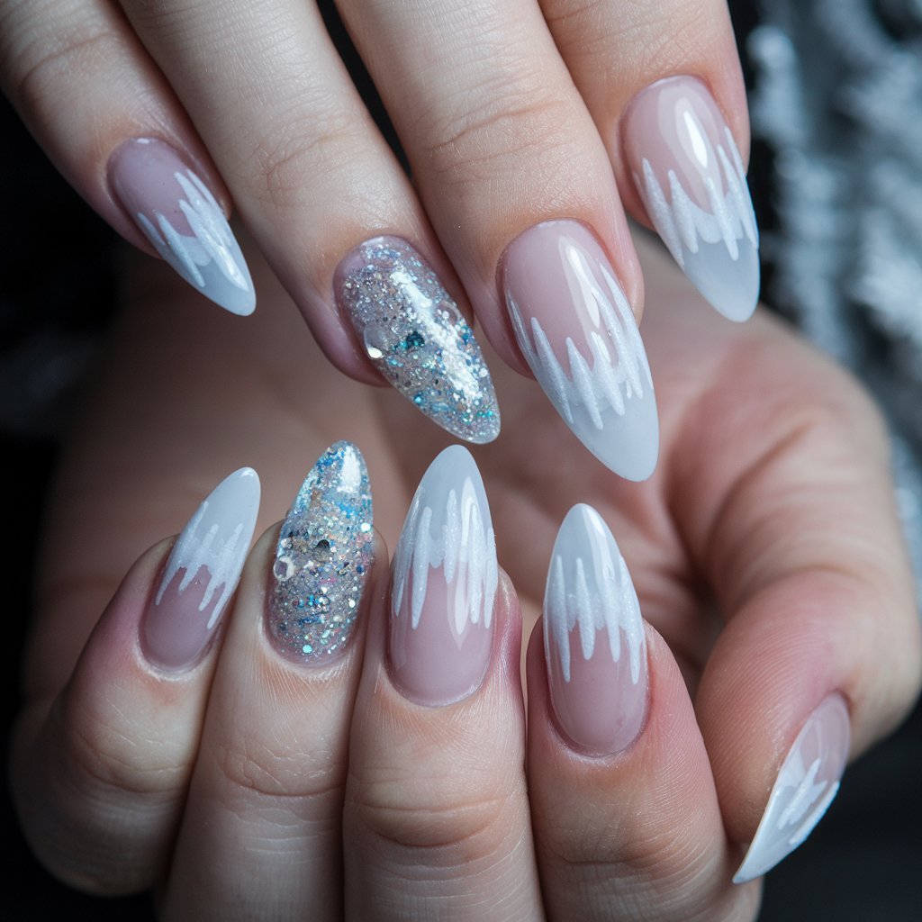 Shimmering Icicle Nail Tips