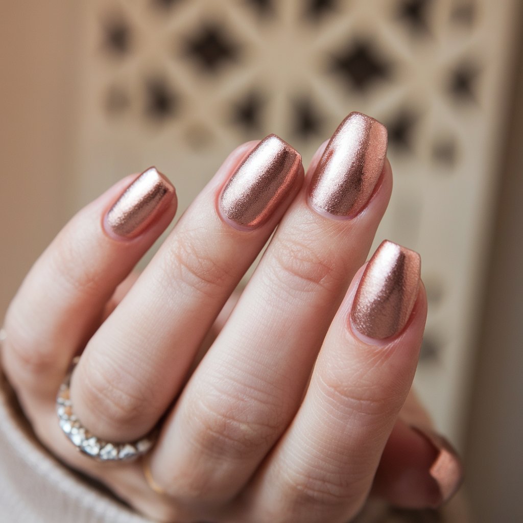 Rose Gold Chrome Nails