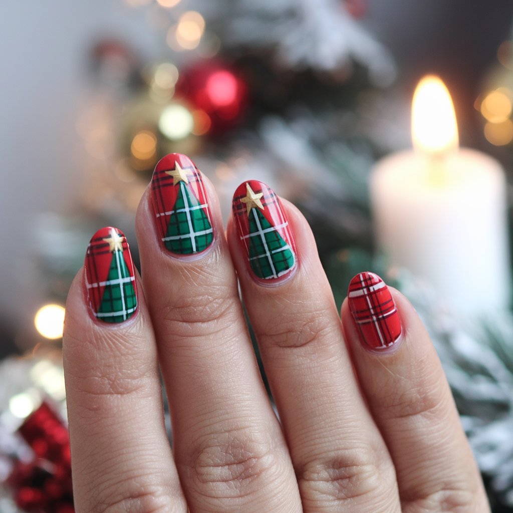 Plaid Christmas Nails