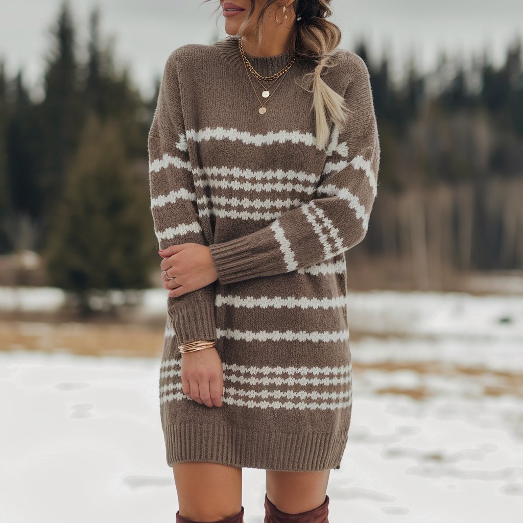 Elegant Sweater Dress with Knee-High Boots