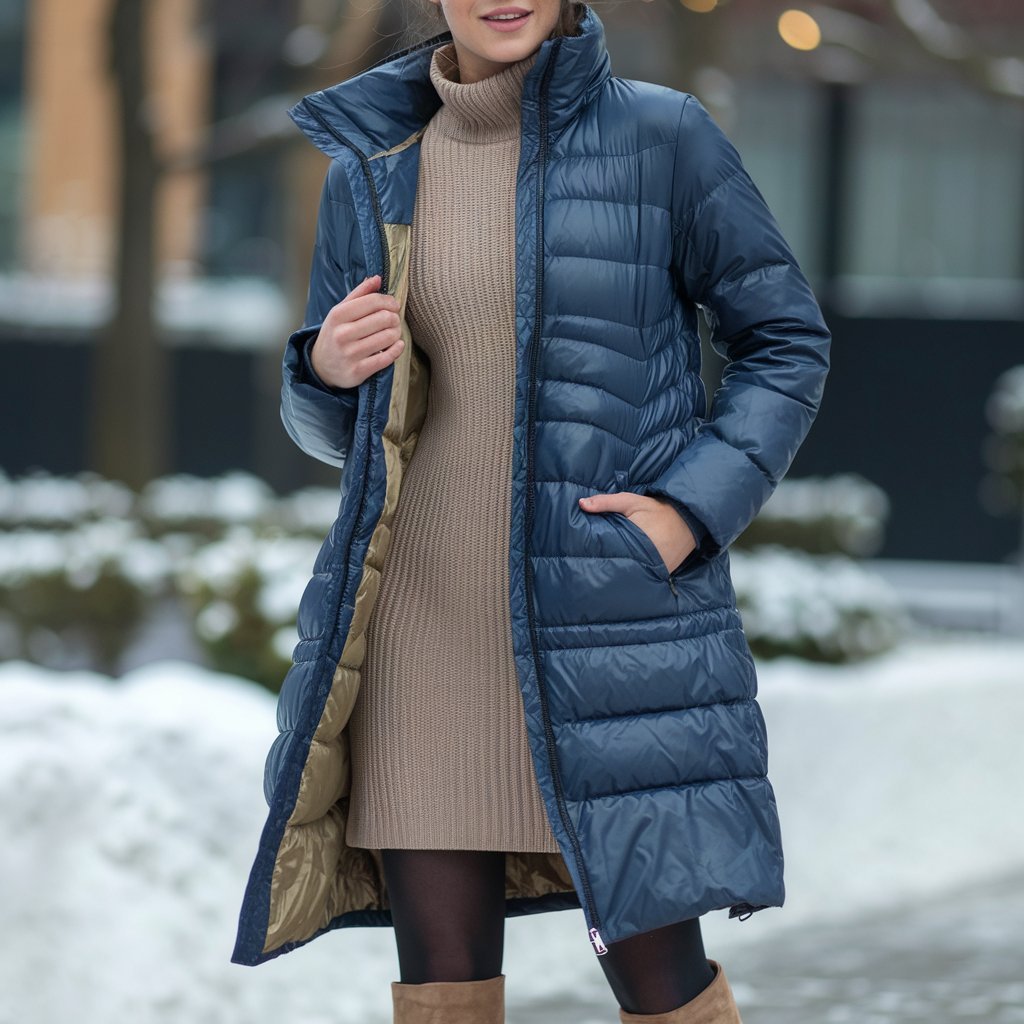 Longline Puffer Jacket with Dresses