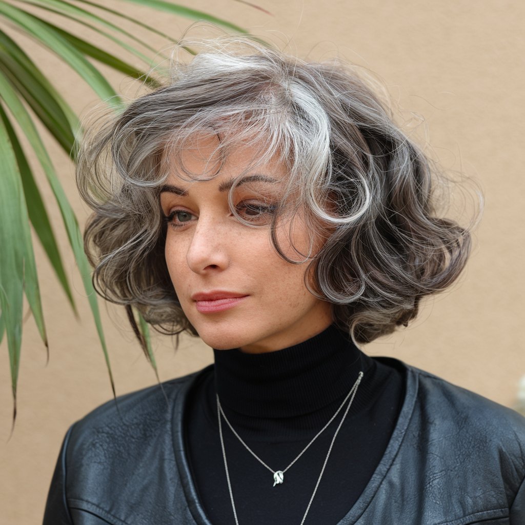 Curly Grey Bob