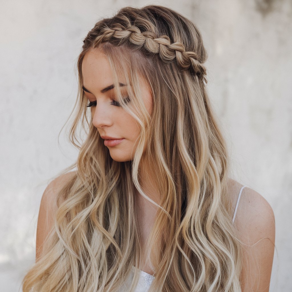 Waterfall Braid with Soft Curls