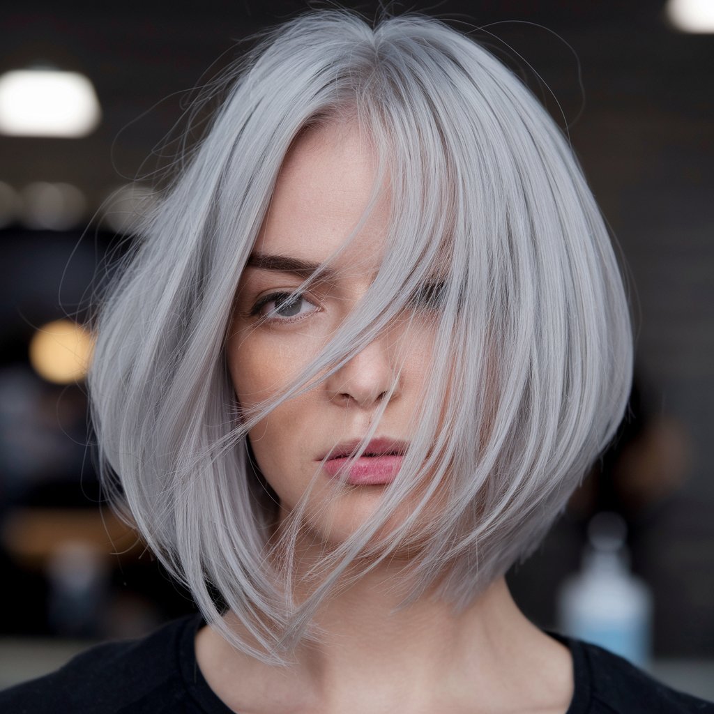 Asymmetrical Grey Bob