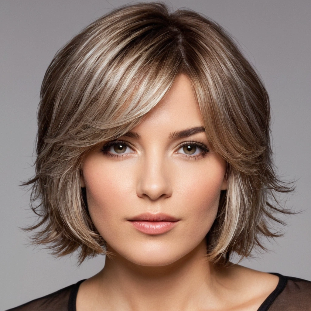 Tousled Grey Bob with Layers