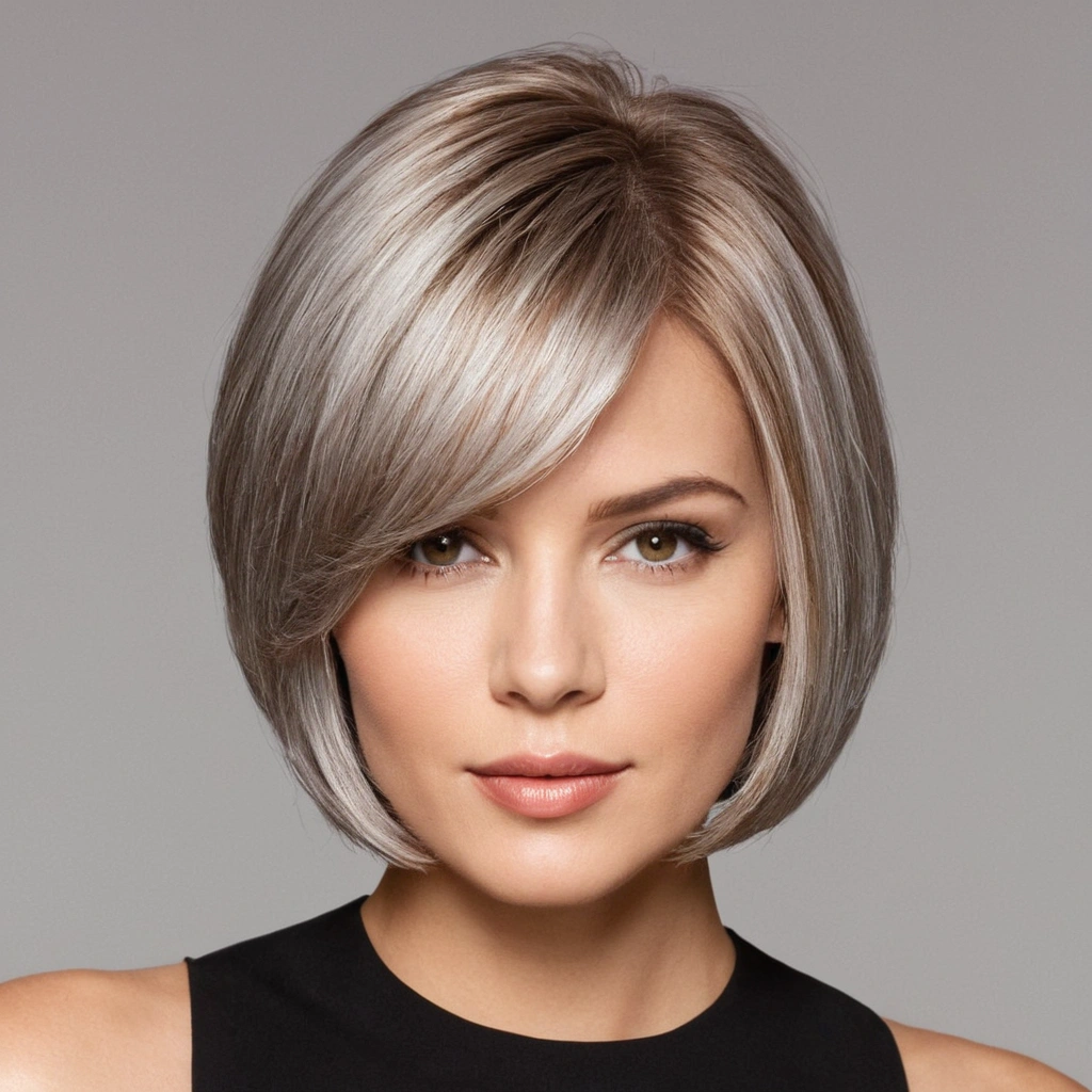 Grey Bob with Face-Framing Layers