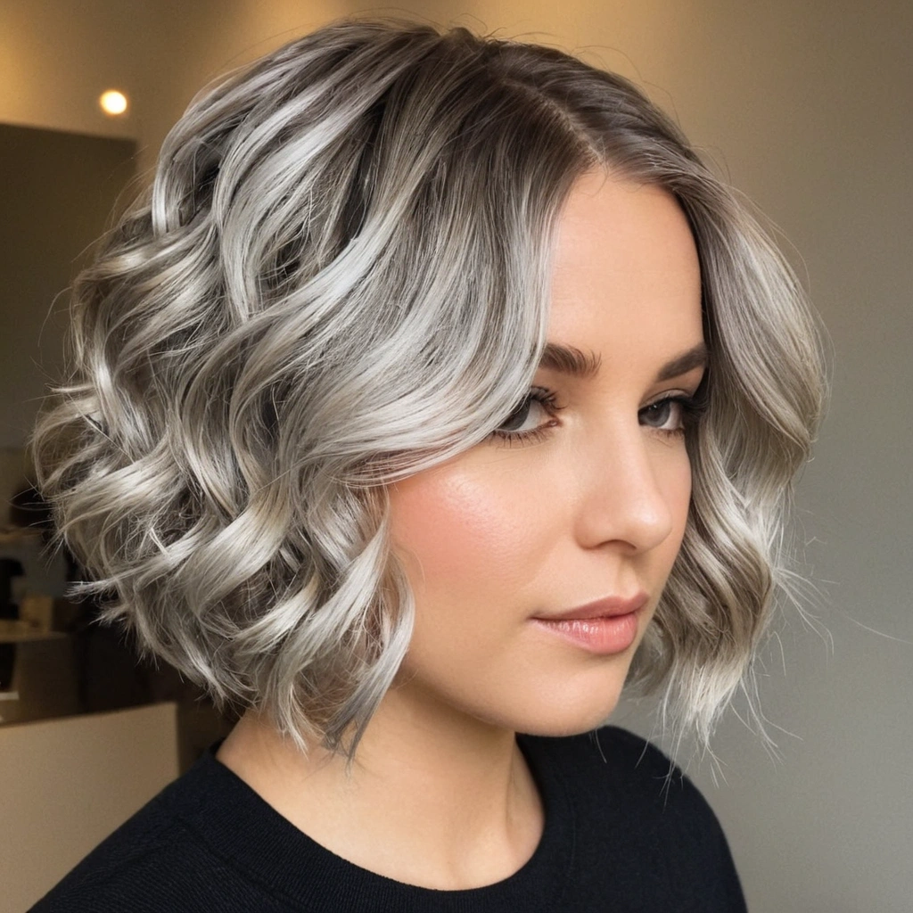 Grey Bob with Soft Waves